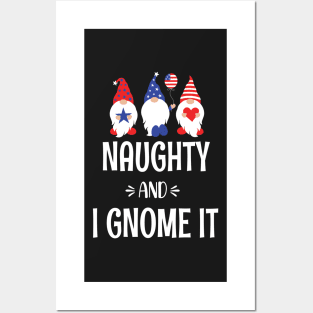 Naughty And I Gnome It - Funny Pajama Christmas Gnomes - Christmas Three Buffalo Plaid Gnomes Posters and Art